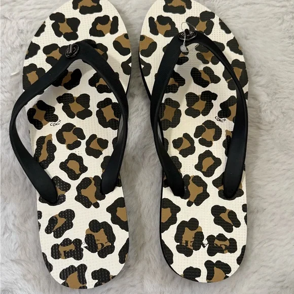 Coach Leopard Print Flip Flops - Picture 4 of 6